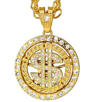 Gold Strass Round Dollar Necklace