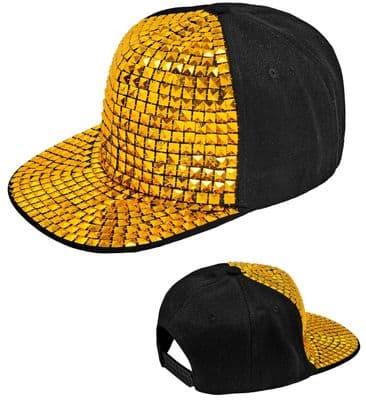 Gold Studded Snapback Cap Adult  90s Hip Hop Fancy Dress Festival Hat