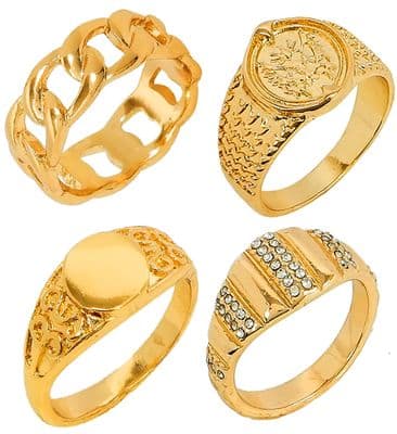 Gold-Tone Ring Set (Set of 4)  Statement Fashion Accessory