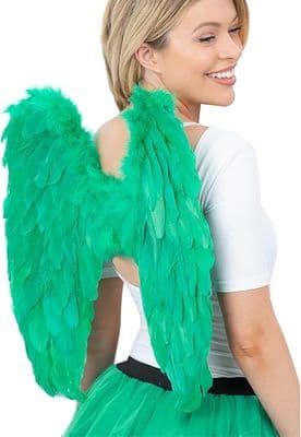 Green Feathered Angel Wings