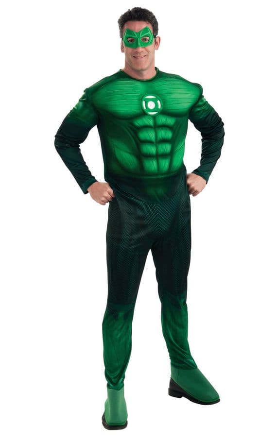 Green Lantern Costume Mens Hal Jordan Deluxe Superhero Fancy Dress