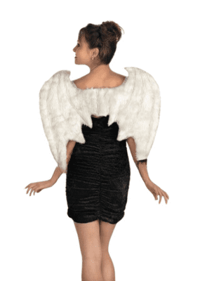Halloween Adult Furry White Bat Wings