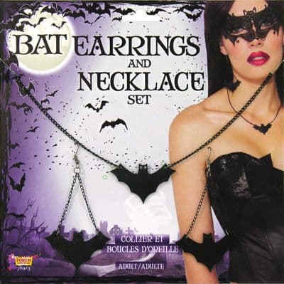 Halloween Bat Earrings and Necklace Set