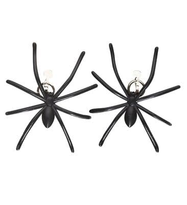 Halloween Black Spider Clip-On Earrings