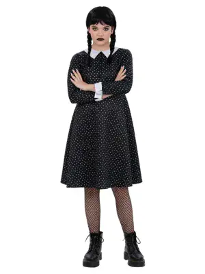 Halloween Childs Gothic Polkadot School Dress