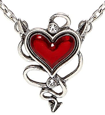 Halloween Devilish Red Heart Gem Necklace