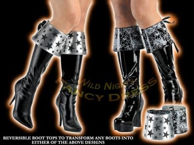 Halloween Fancy Dress 2-Sided Boot Cuffs Spider / Star