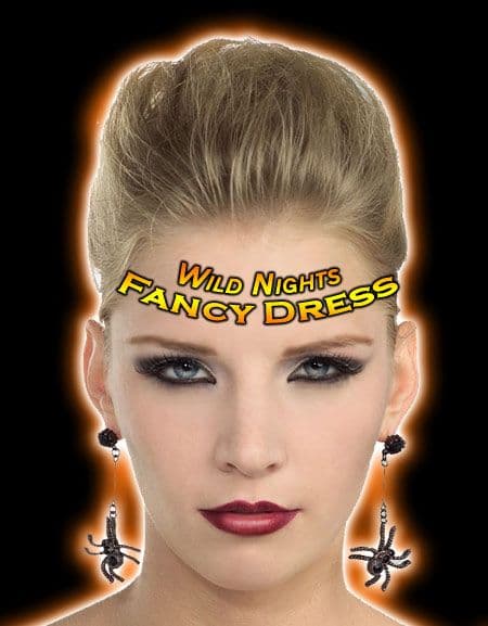 HALLOWEEN FANCY DRESS ~ BLACK SPIDER EARRINGS