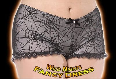 HALLOWEEN FANCY DRESS # BLACK SPIDERWEB PANTIES 20-22