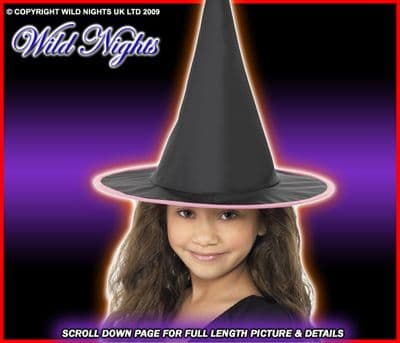 HALLOWEEN FANCY DRESS HAT # CHILD WITCH HAT PINK RIM