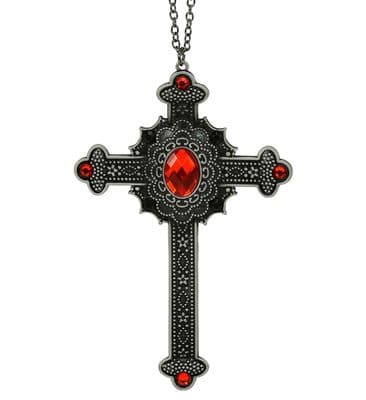 Halloween Gothic Red Cross Necklace