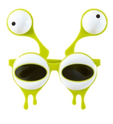 Halloween Green Alien Glasses with Double Eyes