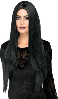 Halloween Ladies Deluxe Black Witch Wig