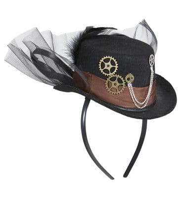 Halloween Mini Steampunk Hat Headband Victorian Gothic Fancy Dress Accessory