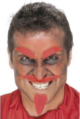 Halloween Red Devil Facial Hair Set.