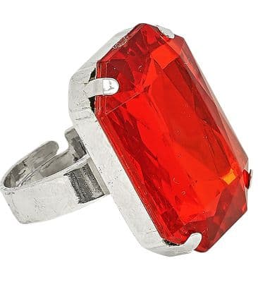 Halloween Red Gemstone Ring Adult Unisex Pirate Vampire Fancy Dress Jewellery