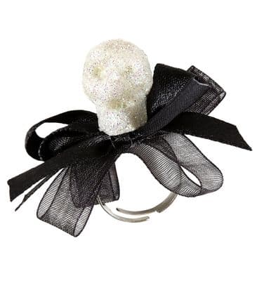 Halloween Skull & Bow Ring