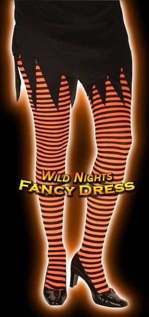 Halloween Striped Witch Tights Orange