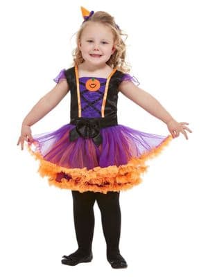 Halloween Toddler Pumpkin Witch Girls Costume