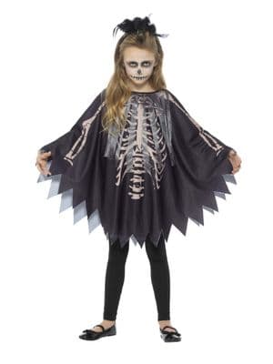 Halloween Voodoo Skeleton Poncho Fancy Dress Costume