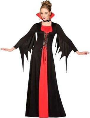 Halloween Womens Classic Vampire Costume Gothic Fancy Dress Outfit Adult