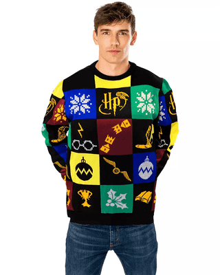 Harry Potter Patchwork Christmas Knitted Jumper Adult Unisex Small