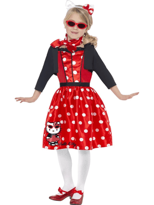 Hello Kitty Retro 50s Cherry Childrens Fancy Dress Costume