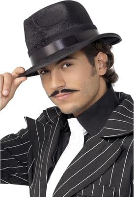 Indestructible Black Fedora Hat 1920s Gangster Fancy Dress Trilby Costume Hat Razzle Style