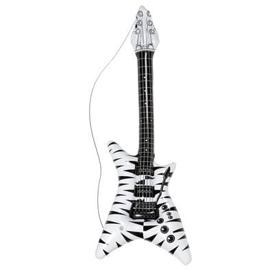 Inflatable Zebra Rockstar Guitar 92cm  Blow Up Rock Star Costume Prop with Strap