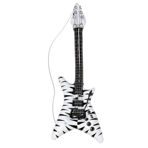 Inflatable Zebra Rockstar Guitar 92cm  Blow Up Rock Star Costume Prop with Strap