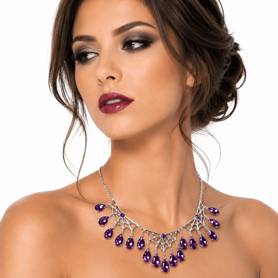 Jewelled Spider Web Choker Gothic Necklace Halloween Fancy Dress Accessory