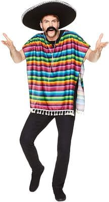 Karnival Adult Unisex Mexican Poncho Fancy Dress Costume