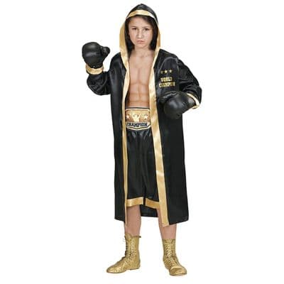 Kids Boxing Champion Costume  Boxer Fancy Dress Robe Gloves Outfit
