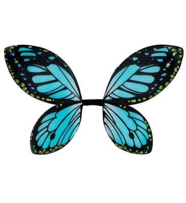 Kids Butterfly Wings Black Blue Fairy Insect Fancy Dress Costume 66x38cm
