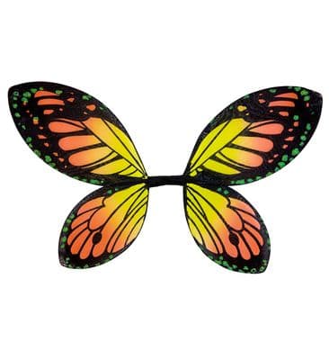 Kids Butterfly Wings Black Orange Yellow Fairy Insect Fancy Dress 66x38cm