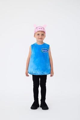 Kids George Pig Costume Official Tabard & Cap Fancy Dress Outfit