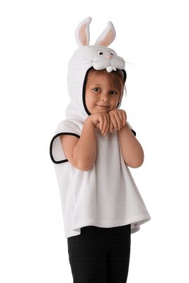 Kids Rabbit Tabard Costume Child Bunny Fancy Dress Outfit with Hood