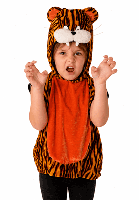 Kids Tiger Tabard Costume Child Jungle Animal Fancy Dress Outfit with Hood