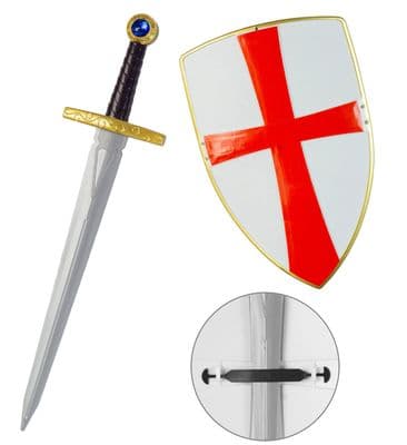 Kids White Crusader Shield & Sword Set