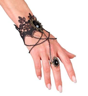 Lace Bracelet with Ring & Gems
