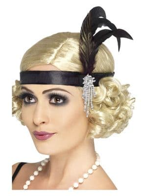 Ladies 1920's Black Charleston Headband