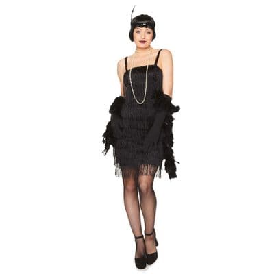 Ladies 1920's Black Flapper Dress Costume