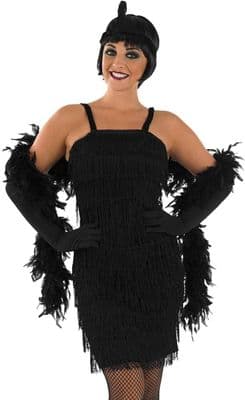 Ladies 1920s Black Flapper Costume  Vintage Gatsby Fancy Dress Outfit
