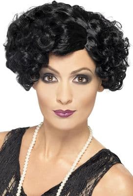 Ladies 1920s Flirty Charleston Flapper Wig Black Vintage Fancy Dress Costume Accessory