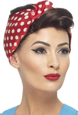 Ladies 1940s Pin Up Brown Rosie Wig with Headscarf