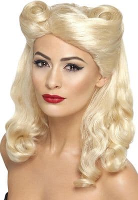 Ladies 1940s Pin Up Girl Blonde Wig