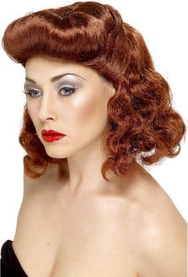Ladies 1940s Pin Up Girl Wig Auburn