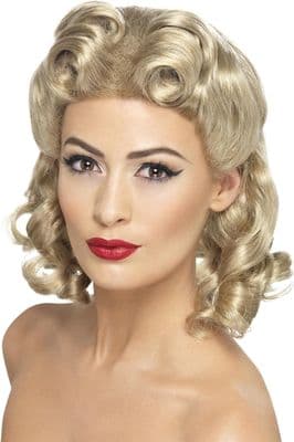 Ladies 1940s Pin Up Sweetheart Blonde Wig