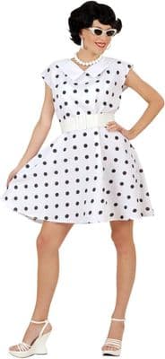Ladies 1950's Polka Dot Rocker White