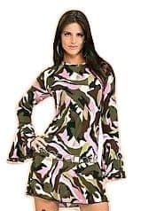Ladies 1960s and 1970s Camo Gogo Dress Costume